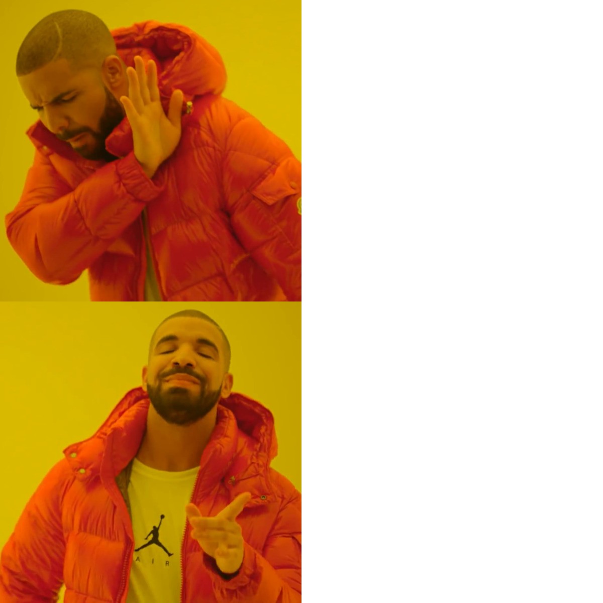 Drake Hotline Bling meme about Naked and Thriving