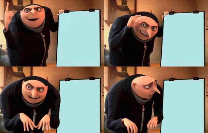 Gru's Plan meme about Naked and Thriving