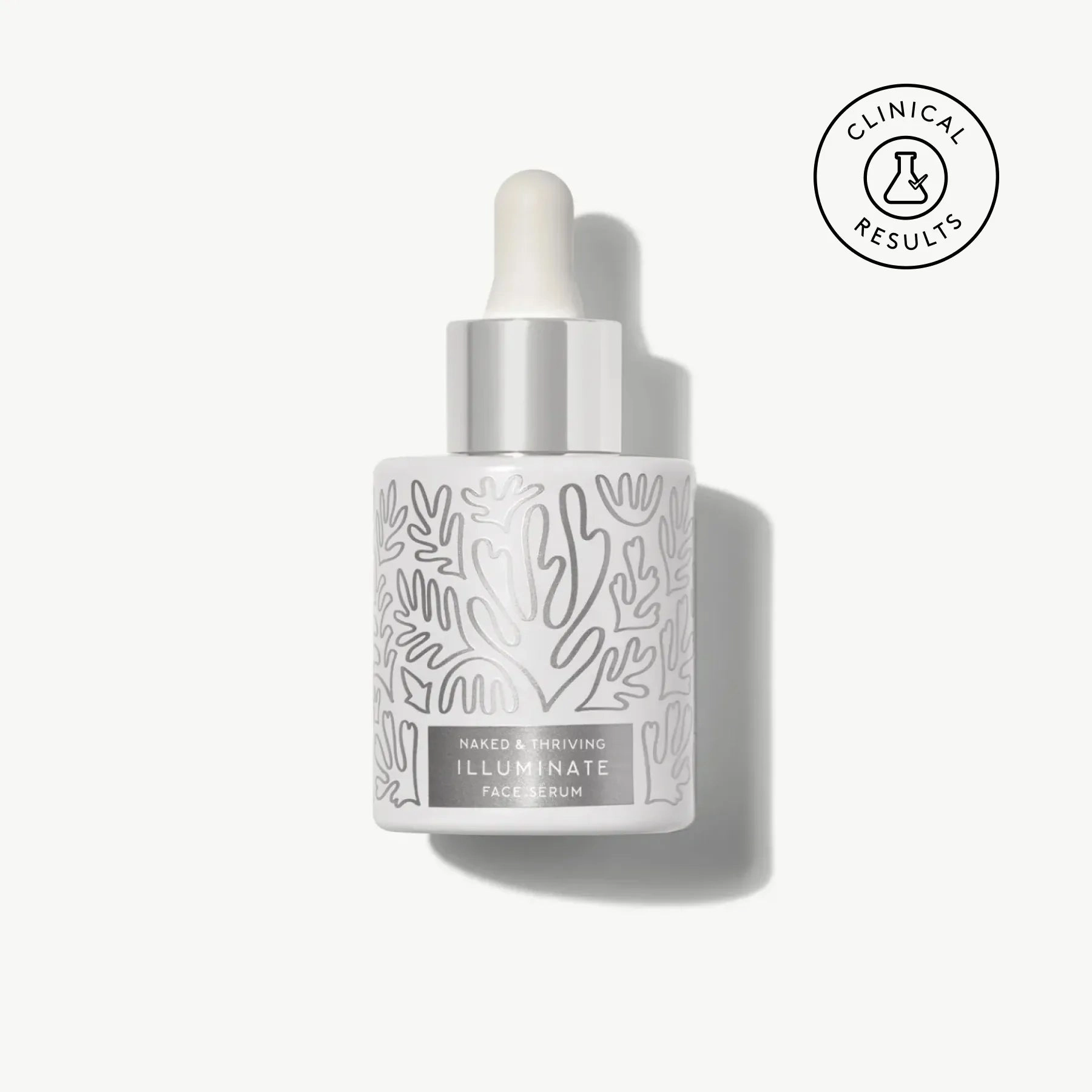 Illuminate BC + Brightening Serum bottle with dropper and visible clinical results badge